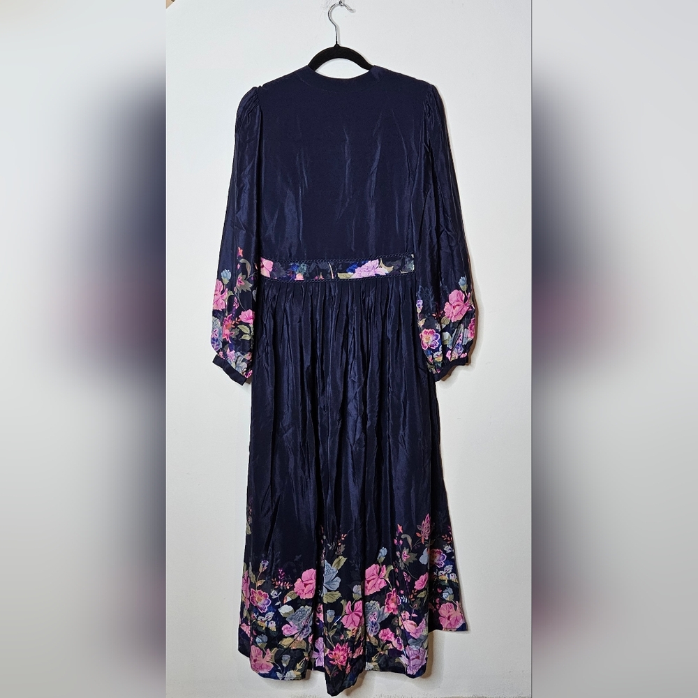Johnny Was Valeria Silk Floral Beaded Embroidered Maxi Dress‎ Womens Medium NEW - Picture 8 of 9
